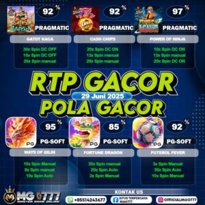 POLA SLOT GACOR HARI INI 29 JUNI 2025 DARI MGO777